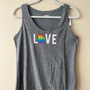 NWT Old Navy Pride Rainbow Love Grey Tank, Size Small